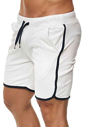 Happy Clothing Kurze Herren Hose Shorts Bermuda Jogginghose Sommer Pants Stoffhose Sweathose, Größe:L, Farbe:Weiß von Happy Clothing