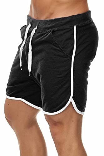 Happy Clothing Kurze Herren Hose Shorts Bermuda Jogginghose Sommer Pants Stoffhose Sweathose, Größe:S, Farbe:Schwarz von Happy Clothing