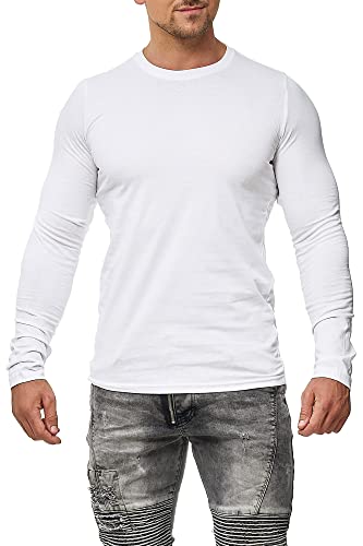 Happy Clothing Herren Langarmshirt Longsleeve T-Shirt Rundhals Top S M L XL 2XL 3XL, Größe:3XL, Farbe:Weiß von Happy Clothing