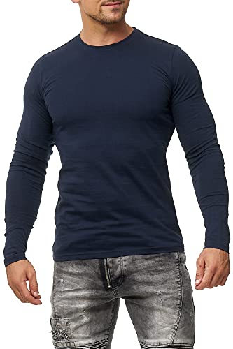 Happy Clothing Herren Langarmshirt Longsleeve T-Shirt Rundhals Top S M L XL 2XL 3XL, Größe:3XL, Farbe:Dunkelblau von Happy Clothing