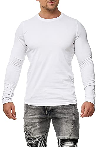 Happy Clothing Herren Langarmshirt Longsleeve T-Shirt Rundhals Top S M L XL 2XL 3XL, Größe:4XL, Farbe:Weiß von Happy Clothing