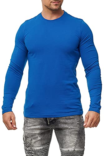 Happy Clothing Herren Langarmshirt Longsleeve T-Shirt Rundhals Top S M L XL 2XL 3XL, Größe:5XL, Farbe:Blau von Happy Clothing