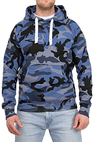 Happy Clothing Herren Pullover Camouflage Hoodie Blau Kapuzenpullover Pulli mit Kapuze, Größe:XL, Farbe:Blau von Happy Clothing