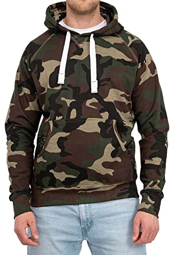 Happy Clothing Herren Pullover Camouflage Hoodie Grün Kapuzenpullover Pulli mit Kapuze, Größe:L, Farbe:Grün von Happy Clothing