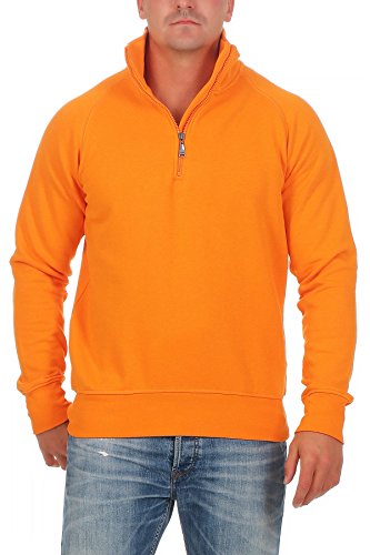 Happy Clothing Herren Pullover halber Reißverschluss ohne Kapuze, Größe:4XL, Farbe:Orange von Happy Clothing