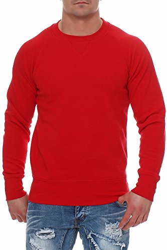 Happy Clothing Herren Pullover Sweatshirt Langarm Pulli ohne Kapuze S M L XL 2XL 3XL, Größe:3XL, Farbe:Rot von Happy Clothing