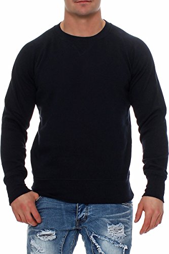Happy Clothing Herren Pullover Sweatshirt Langarm Pulli ohne Kapuze S M L XL 2XL 3XL, Größe:XXL, Farbe:Dunkelblau von Happy Clothing