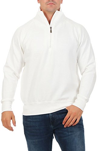 Happy Clothing Herren Pullover halber Reißverschluss ohne Kapuze, Größe:5XL, Farbe:Weiß von Happy Clothing