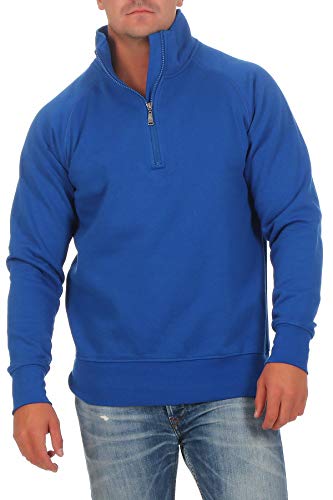 Happy Clothing Herren Pullover halber Reißverschluss ohne Kapuze, Größe:4XL, Farbe:Blau von Happy Clothing