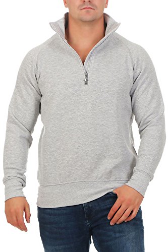 Happy Clothing Herren Pullover halber Reißverschluss ohne Kapuze, Größe:4XL, Farbe:Grau meliert von Happy Clothing