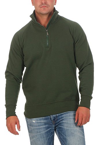 Happy Clothing Herren Pullover halber Reißverschluss ohne Kapuze, Größe:M, Farbe:Grün von Happy Clothing