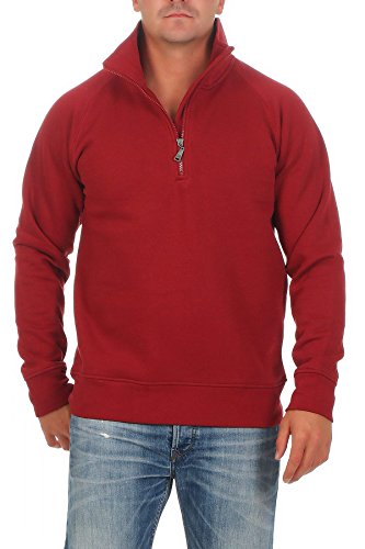 Happy Clothing Herren Pullover halber Reißverschluss ohne Kapuze, Größe:S, Farbe:Bordeaux von Happy Clothing