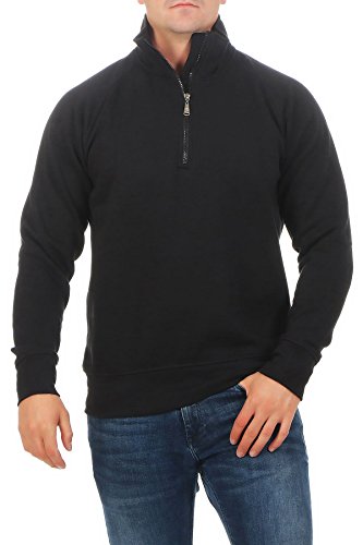 Happy Clothing Herren Pullover halber Reißverschluss ohne Kapuze, Größe:3XL, Farbe:Schwarz von Happy Clothing