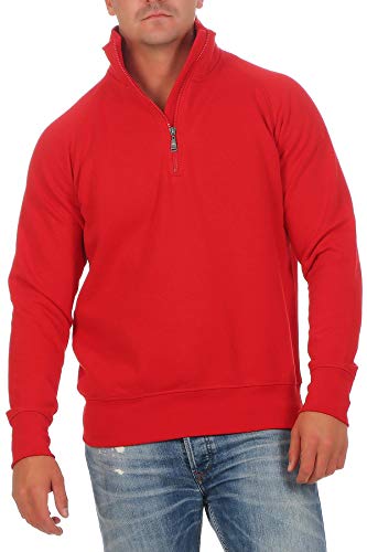 Happy Clothing Herren Pullover halber Reißverschluss ohne Kapuze, Größe:S, Farbe:Rot von Happy Clothing