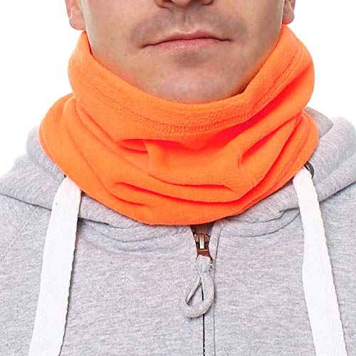 Happy Clothing Herren Schlauchschal aus Fleece mit Kordel, einfarbiger Fleeceschal für Damen und Herren, Farbe Schwarz, Dunkelblau, Grün, Weiß, Grau und Orange, Größe:Einheitsgröße, Farbe:Orange von Happy Clothing