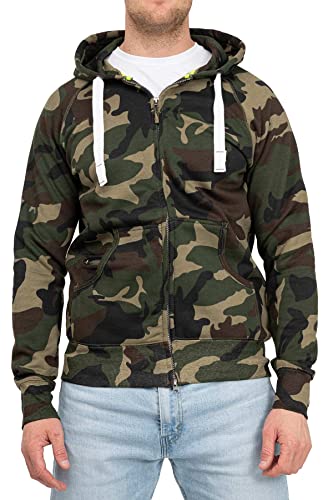 Happy Clothing Herren Sweatjacke Zip Hoodie Kapuzenjacke Militär Tarnmuster Camouflage, Größe:XS, Farbe:Grün von Happy Clothing