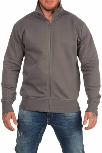 Happy Clothing Herren Sweatjacke ohne Kapuze Zip-Jacke Reißverschluss mit Kragen, Größe:3XL, Farbe:Anthrazit von Happy Clothing