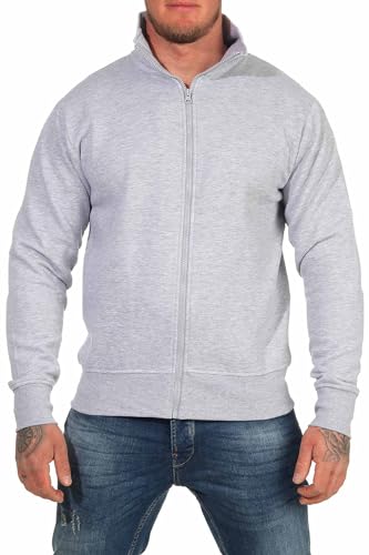 Happy Clothing Herren Sweatjacke ohne Kapuze Zip-Jacke Reißverschluss mit Kragen, Größe:3XL, Farbe:Grau meliert von Happy Clothing