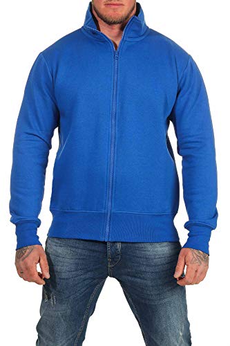 Happy Clothing Herren Sweatjacke ohne Kapuze Zip-Jacke Reißverschluss mit Kragen, Größe:L, Farbe:Blau von Happy Clothing