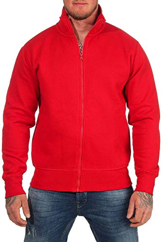 Happy Clothing Herren Sweatjacke ohne Kapuze Zip-Jacke Reißverschluss mit Kragen, Größe:M, Farbe:Rot von Happy Clothing