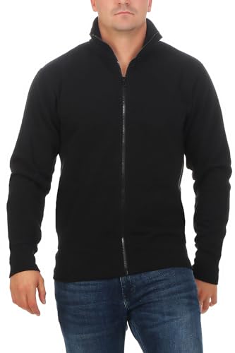 Happy Clothing Herren Sweatjacke ohne Kapuze Zip-Jacke Reißverschluss mit Kragen, Größe:XL, Farbe:Schwarz von Happy Clothing