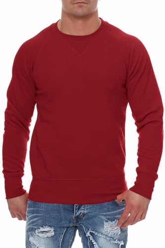 Happy Clothing Herren Sweatshirt ohne Kapuze Bordeaux in Größe 3XL – Langarm Pullover mit Rundhalsausschnitt aus Baumwollmix - Regular Fit, pflegeleicht – ideal für Alltag, Sport und Arbeit von Happy Clothing