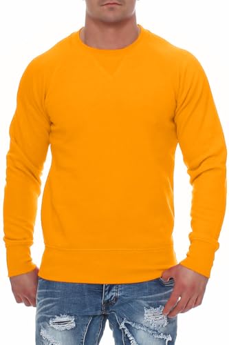 Happy Clothing Herren Sweatshirt ohne Kapuze Orange in Größe XL – Langarm Pullover mit Rundhalsausschnitt aus Baumwollmix - Regular Fit, pflegeleicht – ideal für Alltag, Sport und Arbeit von Happy Clothing