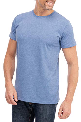 Happy Clothing Herren T-Shirt Rundhals Meliert Comfort Bügelfrei, Größe:3XL, Farbe:Blau von Happy Clothing