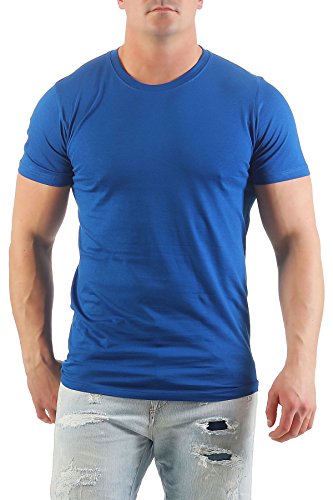 Herren T-Shirt mit guter Passform, Rundhals Tshirt auch in Große Größen, Größe:XXL, Farbe:Blau von Happy Clothing