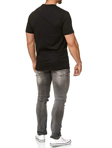 Herren T-Shirt mit guter Passform, Rundhals Tshirt auch in Große Größen, Größe:XXL, Farbe:Schwarz von Happy Clothing