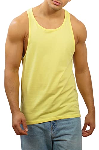 Happy Clothing Herren Tank Top Slim Fit Fitness Stringer Muscle Shirt Achselshirt, Größe:L, Farbe:Gelb von Happy Clothing