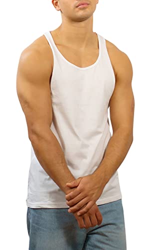 Happy Clothing Herren Tank Top Slim Fit Fitness Stringer Muscle Shirt Achselshirt, Größe:M, Farbe:Weiß von Happy Clothing