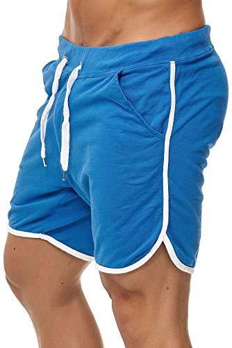 Happy Clothing Kurze Herren Hose Shorts Bermuda Jogginghose Sommer Pants Stoffhose Sweathose, Größe:M, Farbe:Blau von Happy Clothing