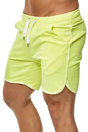 Happy Clothing Kurze Herren Hose Shorts Bermuda Jogginghose Sommer Pants Stoffhose Sweathose, Größe:S, Farbe:Neongelb von Happy Clothing