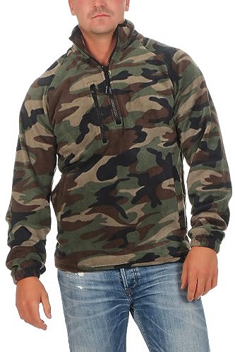 Happy Clothing Herren Camouflage Fleece Pullover halber Reißverschluss Tarnfarbe, Größe:L, Farbe:Camouflage von Happy Clothing