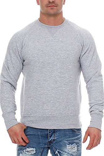 Happy Clothing Herren Pullover Sweatshirt Langarm Pulli ohne Kapuze S M L XL 2XL 3XL, Größe:3XL, Farbe:Grau meliert von Happy Clothing