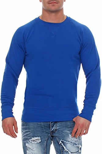 Happy Clothing Herren Pullover Sweatshirt Langarm Pulli ohne Kapuze S M L XL 2XL 3XL, Größe:M, Farbe:Blau von Happy Clothing