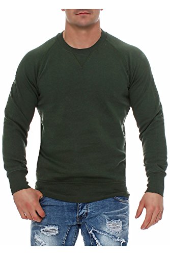Happy Clothing Herren Pullover Sweatshirt Langarm Pulli ohne Kapuze S M L XL 2XL 3XL, Größe:XL, Farbe:Grün von Happy Clothing