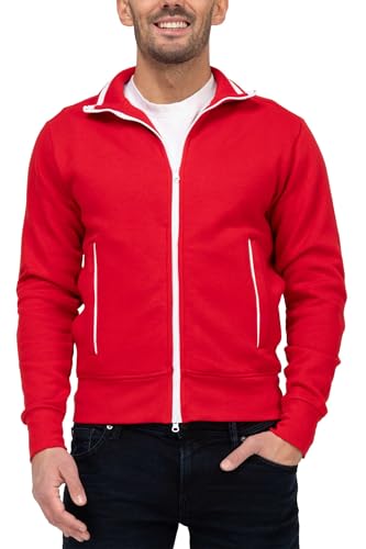 Happy Clothing Herren Sweatjacke sportlich ohne Kapuze - gestreifte Trainingsjacke - Sweatshirtjacke - Zip-Jacke Reißverschluss mit Kragen, Größe:XL, Farbe:Rot Happy Clothing Herren Sweatjacke sportlich ohne Kapuze - gestreifte Trainingsjacke - Sweatshirtjacke - Zip-Jacke Reißverschluss mit Kragen, Größe:XL, Farbe:Rot von Happy Clothing