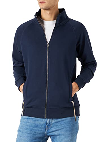Herren Sweatjacke ohne Kapuze Zip-Jacke mit Kragen, Größe:4XL;Farbe:Dunkelblau von Happy Clothing