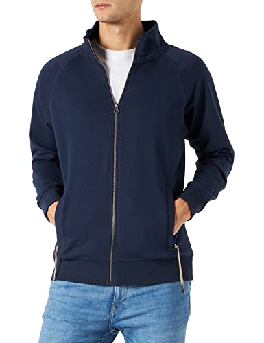 Herren Sweatjacke ohne Kapuze Zip-Jacke mit Kragen, Größe:L;Farbe:Dunkelblau von Happy Clothing