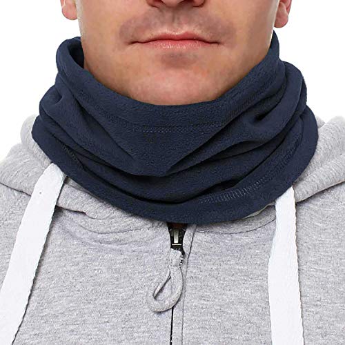 Happy Clothing Herren Schlauchschal aus Fleece mit Kordel, einfarbiger Fleeceschal für Damen und Herren, Farbe Schwarz, Dunkelblau, Grün, Weiß, Grau und Orange, Größe:Einheitsgröße, Farbe:Dunkelblau von Happy Clothing