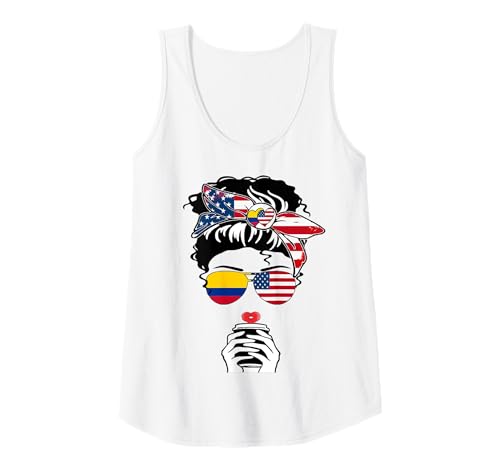 Damen Kolumbianische Amerikanische Kaffee Mama Mädchen Schwester Tante Kolumbien US-Flagge Tank Top Damen Kolumbianische Amerikanische Kaffee Mama Mädchen Schwester Tante Kolumbien US-Flagge Tank Top von Happy Colombia America Day Colombian American Tee
