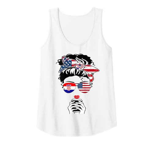 Damen Kroatische Amerikanische Kaffee Mama Mädchen Schwester Tante Kroatien US-Flagge Tank Top Damen Kroatische Amerikanische Kaffee Mama Mädchen Schwester Tante Kroatien US-Flagge Tank Top von Happy Croatia America Day Croatian American Pride