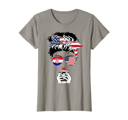Kroatische Amerikanische Kaffee Mama Mädchen Schwester Tante Kroatien US-Flagge T-Shirt Kroatische Amerikanische Kaffee Mama Mädchen Schwester Tante Kroatien US-Flagge T-Shirt von Happy Croatia America Day Croatian American Pride