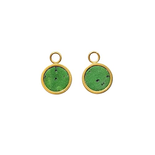 Happy Crowns Creolen mit Anhänger Kork, Austauschbar, Gold, Kupfer oder Silber, Mix & Match Ohrringe, Nickelfrei, Wasserfest & Vegan, handmade (Grün) von Happy Crowns