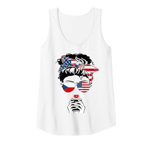 Damen Czech American Coffee Mama Girl Sister Aunt Tschechien USA Flagge Tank Top von Happy Czechia America Day Czech American Pride Tee