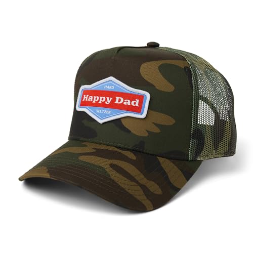 Happy Dad Trucker-Mütze, trendige Herren-Hüte mit atmungsaktiver Netzrückseite, Schnappverschluss, Geburtstagsgeschenke, Snapback-Kappe, Camo, Einheitsgr��e von Happy Dad Hard Seltzer