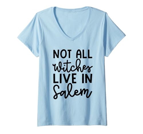 Damen Nicht alle Hexen Leben in Salem Halloween Gruselig Süß Lustig T-Shirt mit V-Ausschnitt Damen Nicht alle Hexen Leben in Salem Halloween Gruselig Süß Lustig T-Shirt mit V-Ausschnitt von Happy Dumpling Designs