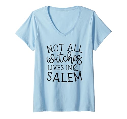 Damen Nicht alle Hexen Leben in Salem Halloween Gruselig Süß Lustig T-Shirt mit V-Ausschnitt Damen Nicht alle Hexen Leben in Salem Halloween Gruselig Süß Lustig T-Shirt mit V-Ausschnitt von Happy Dumpling Designs